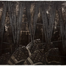 Duane Slick (Meskwaki/Ho-Chunk, born 1961), 'Flag Procession', 2009, Acrylic on linen, 40 x 50 in., Museum Purchase: Eiteljorg Fellowship