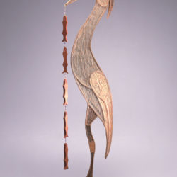 John Hoover (Aleut, 1919 - 2011), 'Great Blue Heron Soul Catcher', 2003, cedar, beads, glass, wire, 62 x 14 x 28 3/4 in., Gift: Courtesy of Mel and Joan Perelman