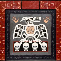 Marianne Nicolson (Kwakwaka’wakw, born 1969), 'The Source of Our Great Sorrows', 1999 Acrylic on wood, 57 1/2 × 65 1/2 × 3 in., Museum purchase with funds provided by E. Andrew Steffen