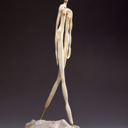 Susie Silook (Siberian Yup’ik/Iñupiaq, born 1960), 'The Walk', 2000, Ivory, wood, brass, alabaster, 28 3/4 x 6 x 15 3/8 in., Museum Purchase: Eiteljorg Fellowship