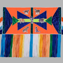 Wendy Red Star (Crow, born 1981), 'Fancy Shawl Project: Rez Dogs', 2009, fabric, ribbon, 72 x 34 in., Museum Purchase: Eiteljorg Fellowship