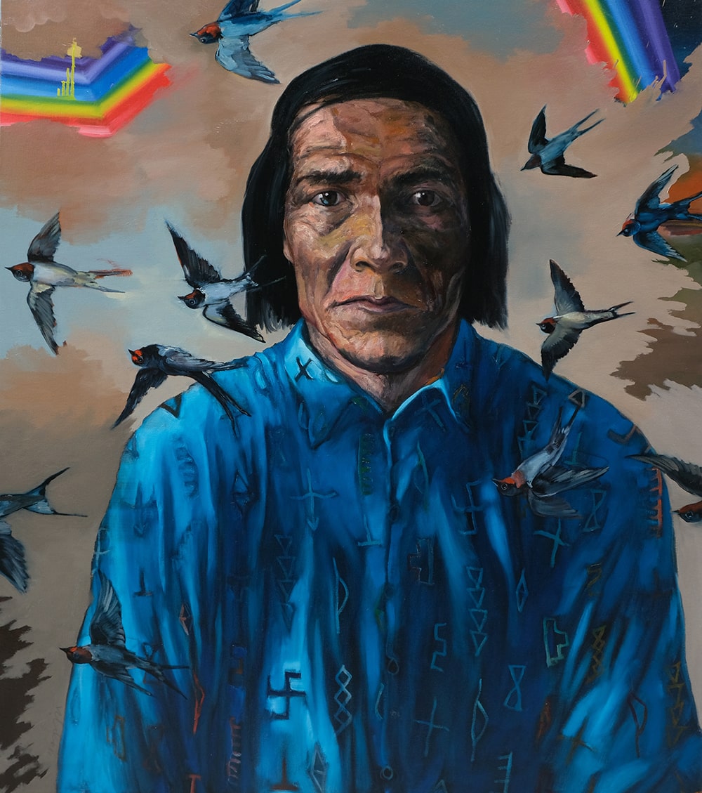 Steven Yazzie (Diné / Laguna Pueblo / Anglo) Broken Rainbows , 2020 Oil on canvas Loan from the artist